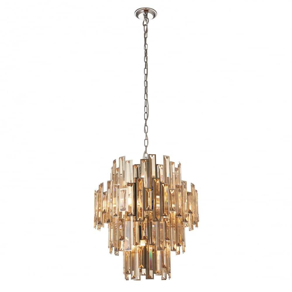 Endon 72744 Viviana 12 Light Pendant Chrome Champagne Crystal Drops