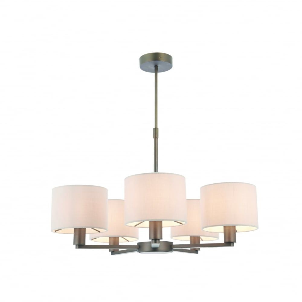 Endon 73017 Daley 5 Light Pendant Dark Antique Bronze Silk Shades