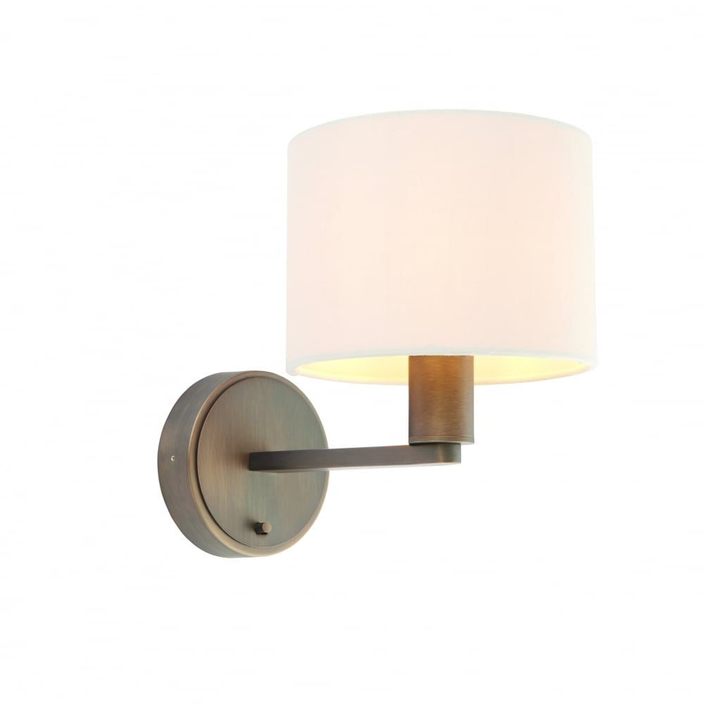 Endon 73018 Daley Wall Light Dark Antique Bronze Silk Shade