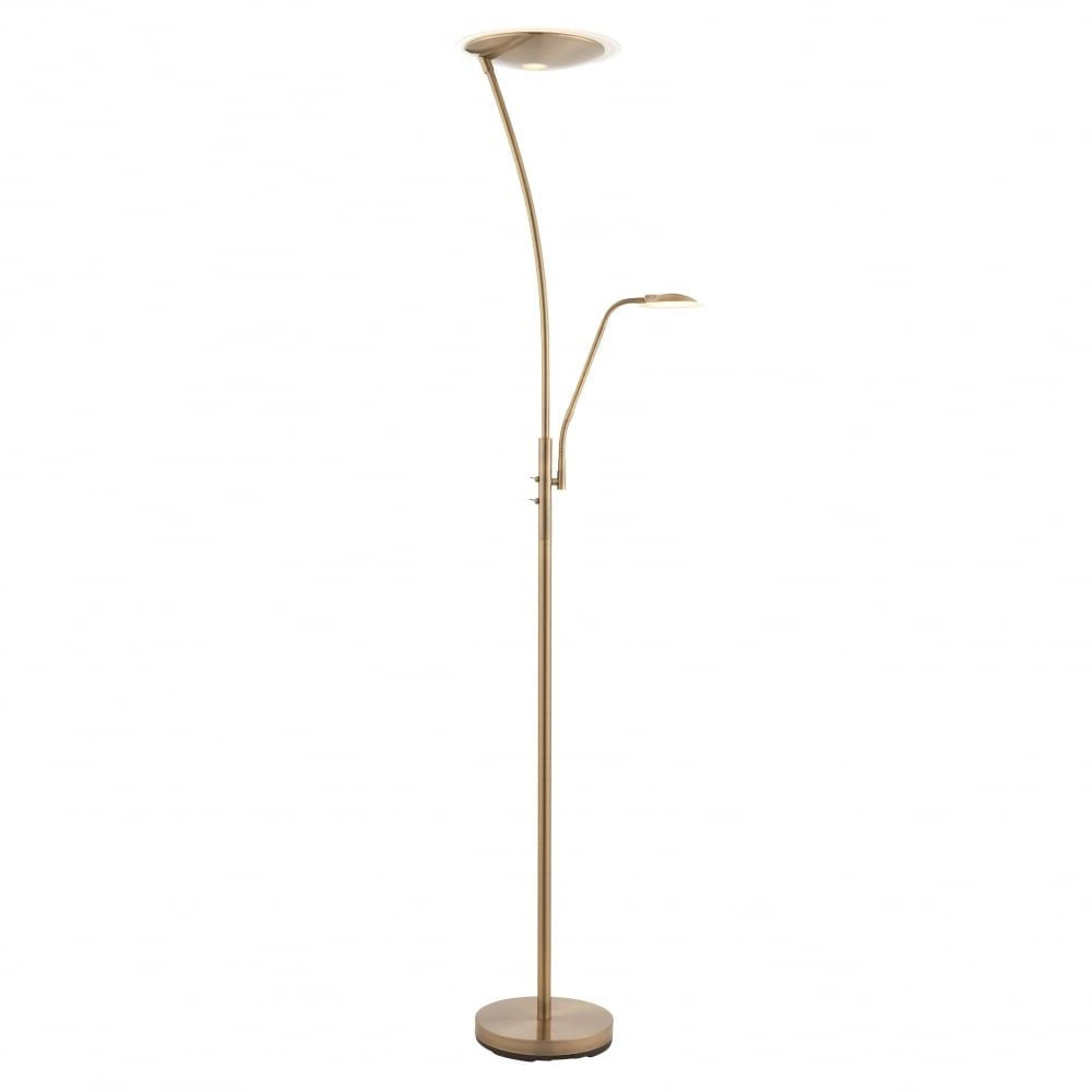 Endon 73080 Alassio Mother And Child LED Task Floor Lamp Antique Brass