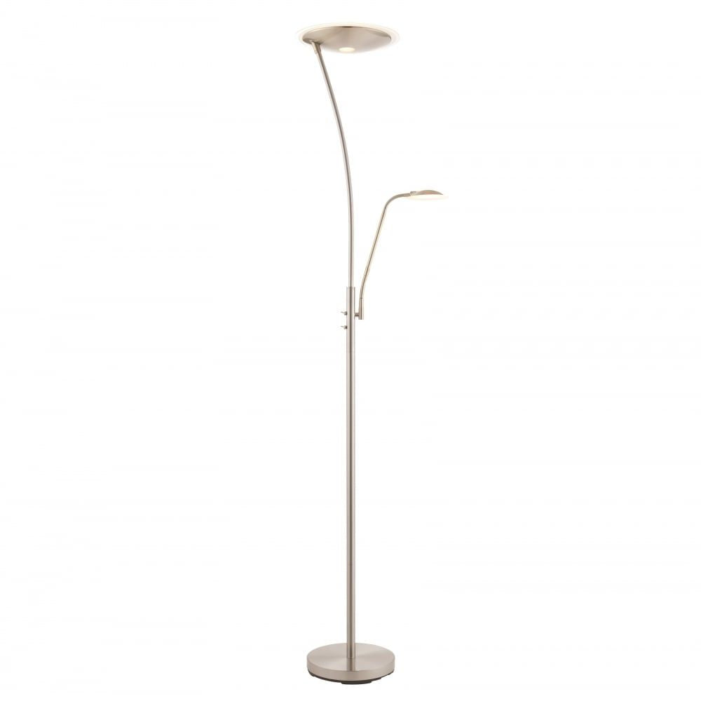 Endon 73081 Alassio Mother And Child LED Task Floor Lamp Satin Chrome