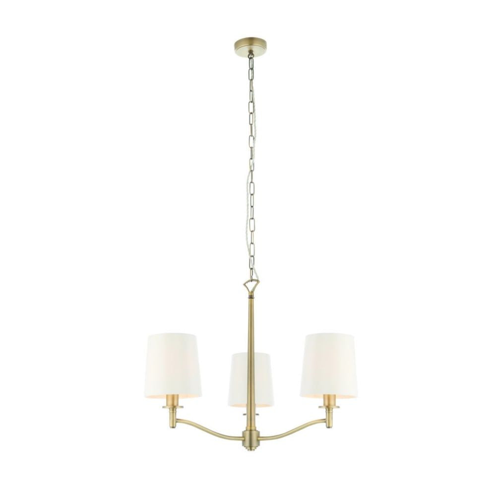 Endon 73411 Ortona 3 Light Pendant Antique Brass White Shades