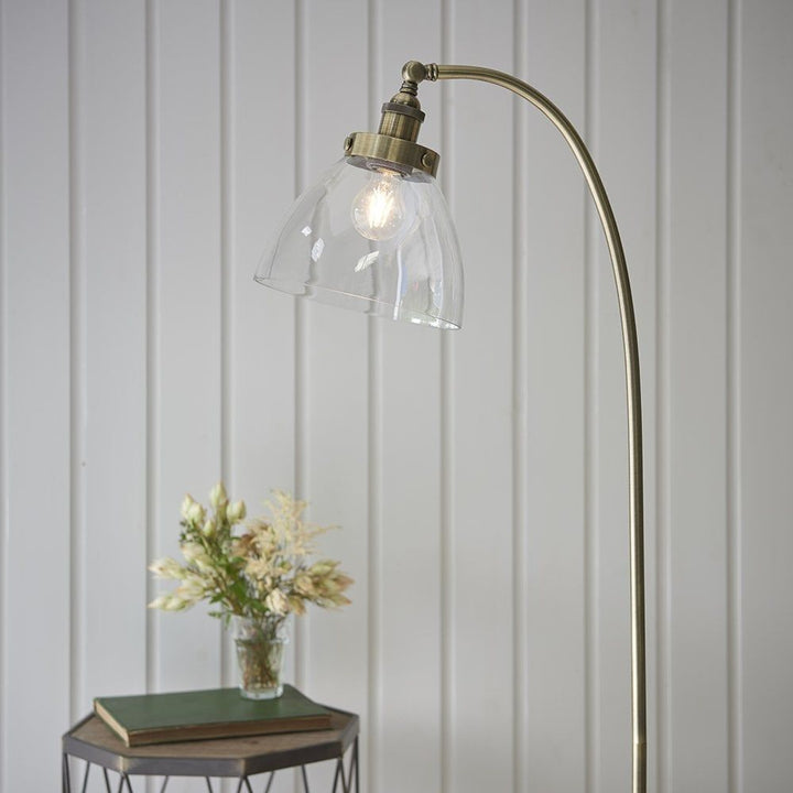 Endon 77860 Hansen 1 Light Floor Lamp Antique Brass Plate