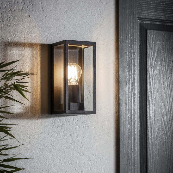 Endon 80600 Oxford 1 Light Outdoor Wall Light Black Clear