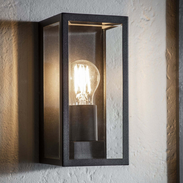 Endon 80600 Oxford 1 Light Outdoor Wall Light Black Clear