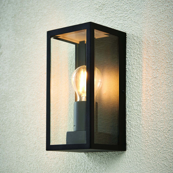 Endon 80600 Oxford 1 Light Outdoor Wall Light Black Clear