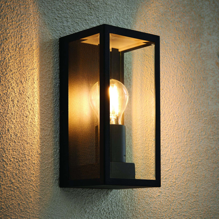Endon 80600 Oxford 1 Light Outdoor Wall Light Black Clear