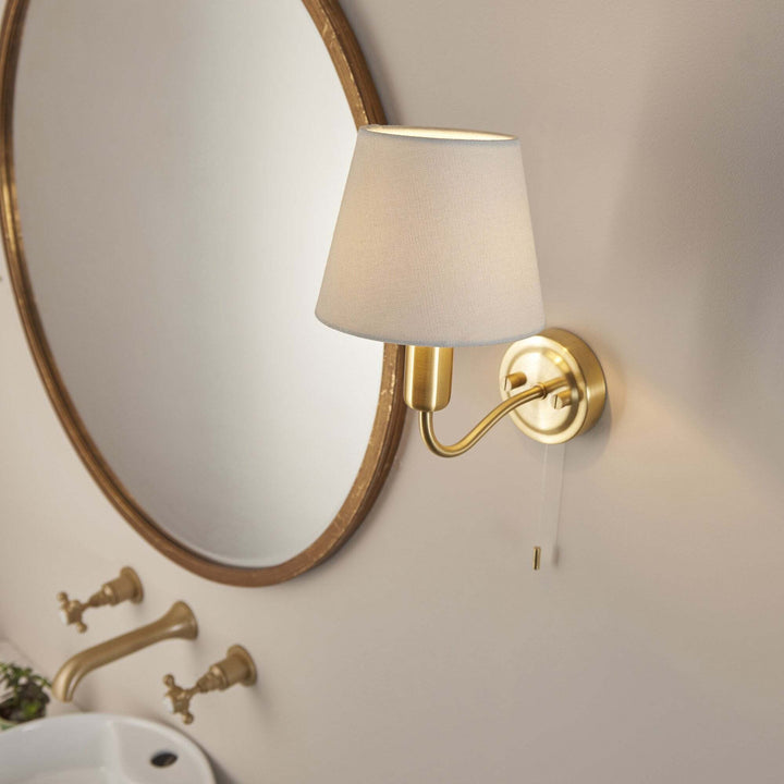 Endon 93852 Conway 1 Light Bathroom Wall Light Brass Ivory