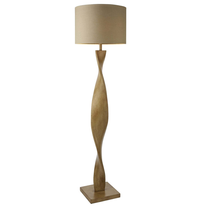 Endon 95454 Abia 1 Light Floor Lamp Wood Linen