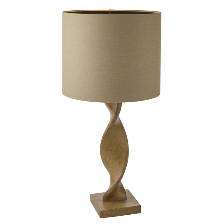Endon 95455 Abia 1 Light Table Lamp Wood Linen