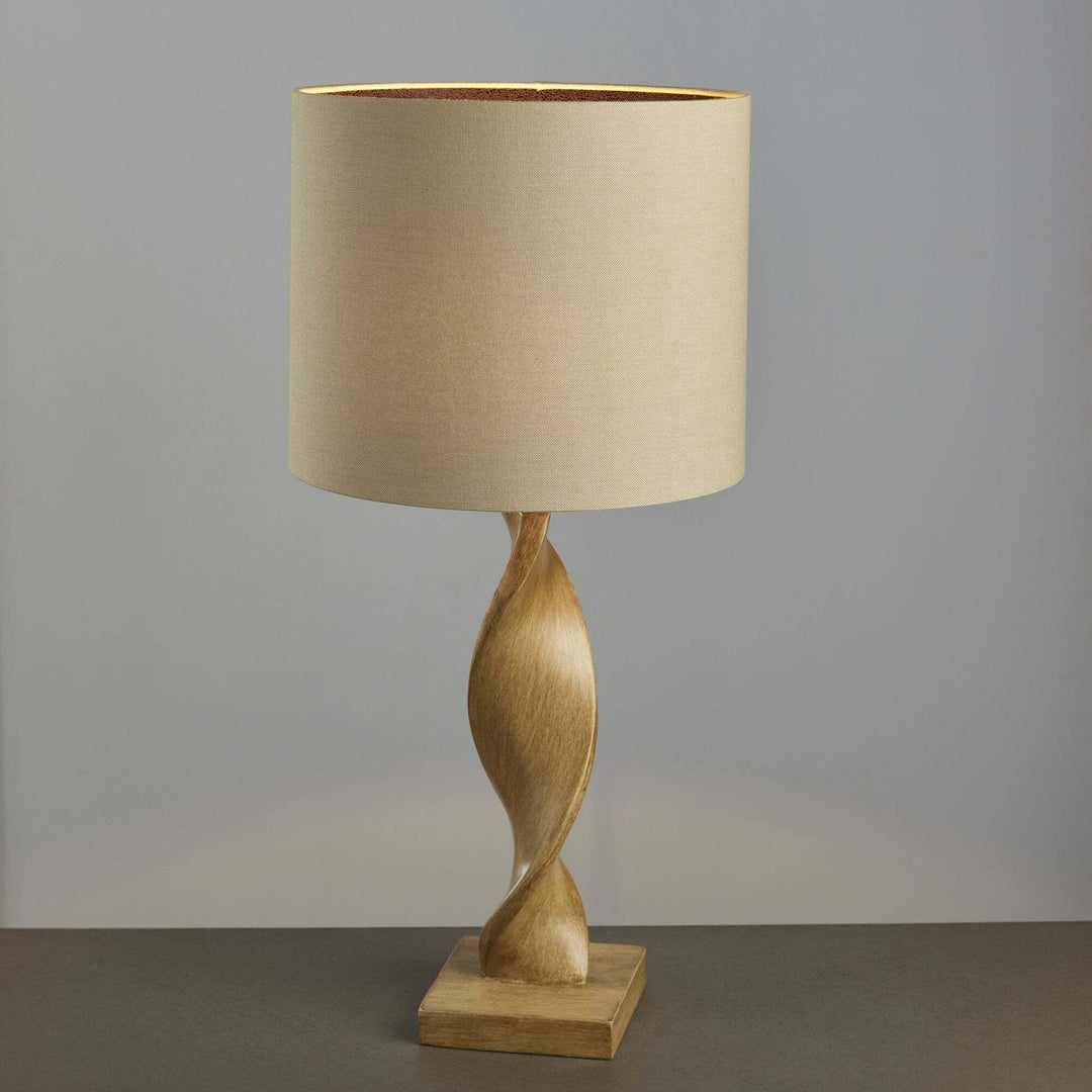 Endon 95455 Abia 1 Light Table Lamp Wood Linen