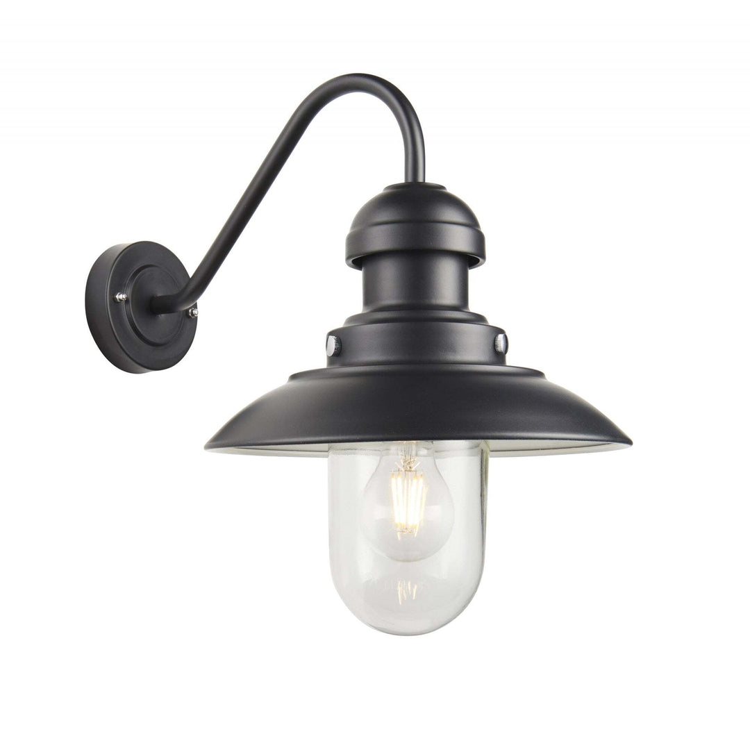 Endon 95980 Hereford 1 Light Outdoor Wall Light Black Clear