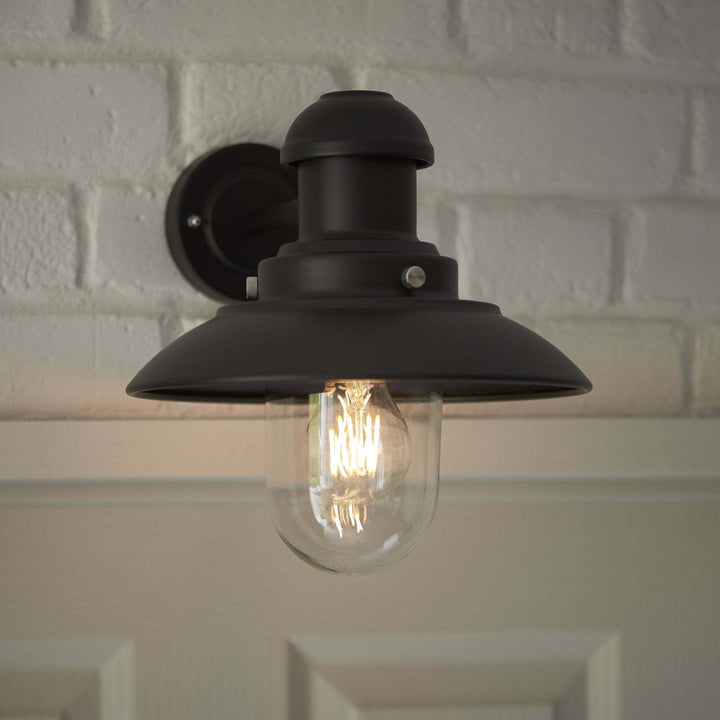 Endon 95982 Hereford 1 Light Outdoor Wall Light Black Clear