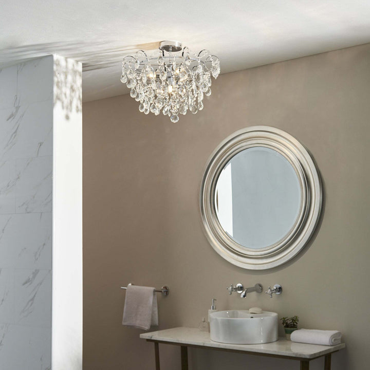 Endon 95989 Alisona 4 Light Bathroom Flush Ceiling Light Chrome Crystal