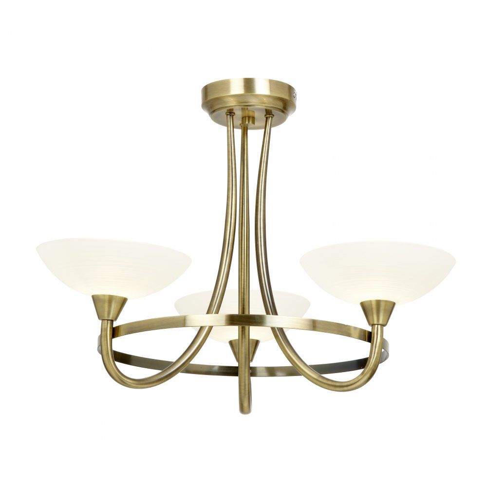 Endon CAGNEY-3AB 3 Light Ceiling Fitting Antique Brass