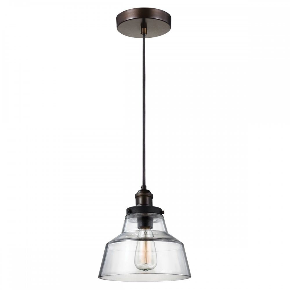 Feiss FE/BASKIN/P/A BR Baskin 1 Light Pendant