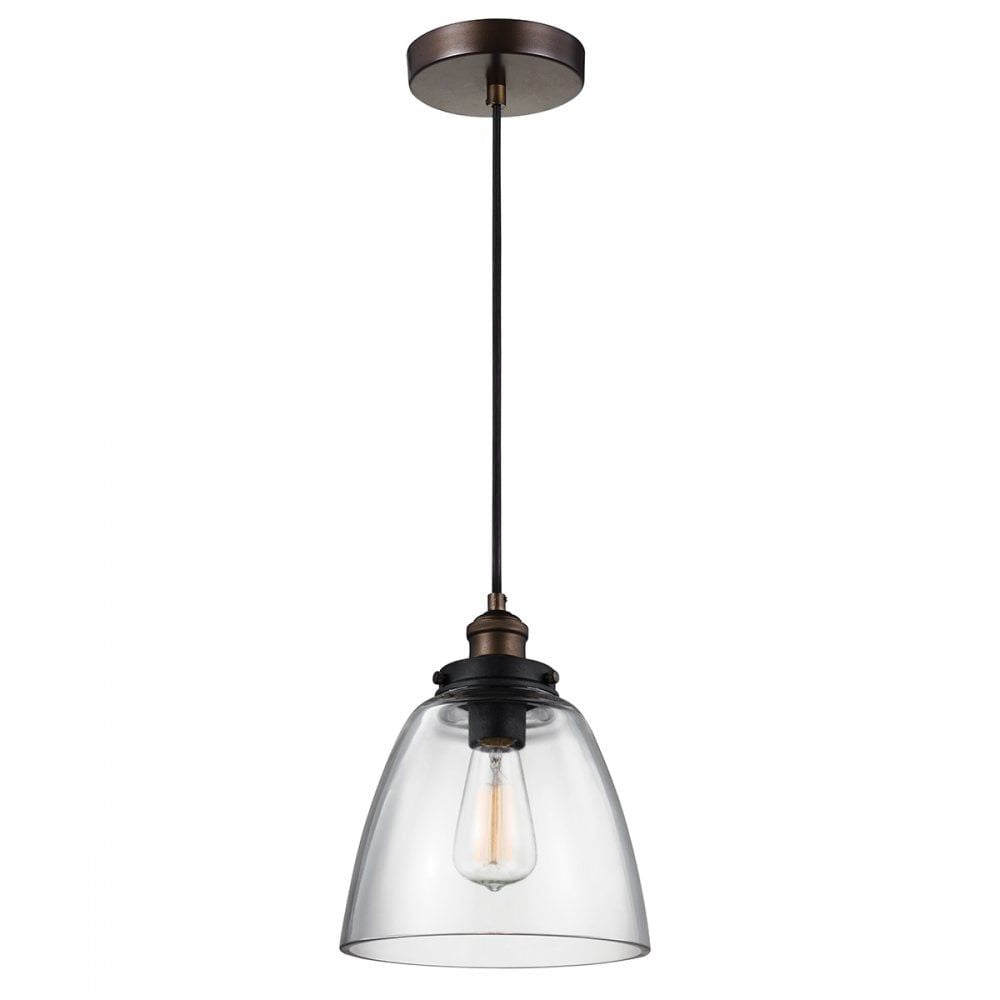 Feiss FE/BASKIN/P/B BR Baskin 1 Light Pendant