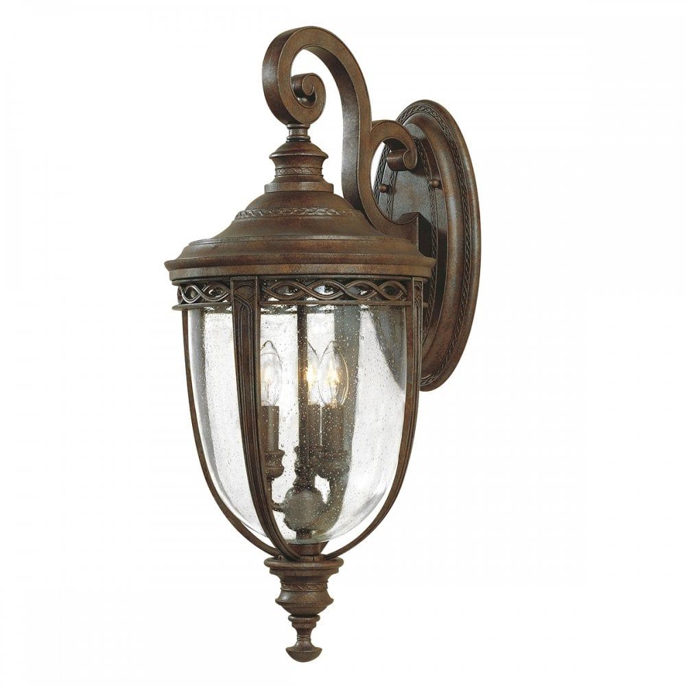 Feiss FE/EB2/L BRB English Bridle 3 Light Large Wall Lantern British Bronze
