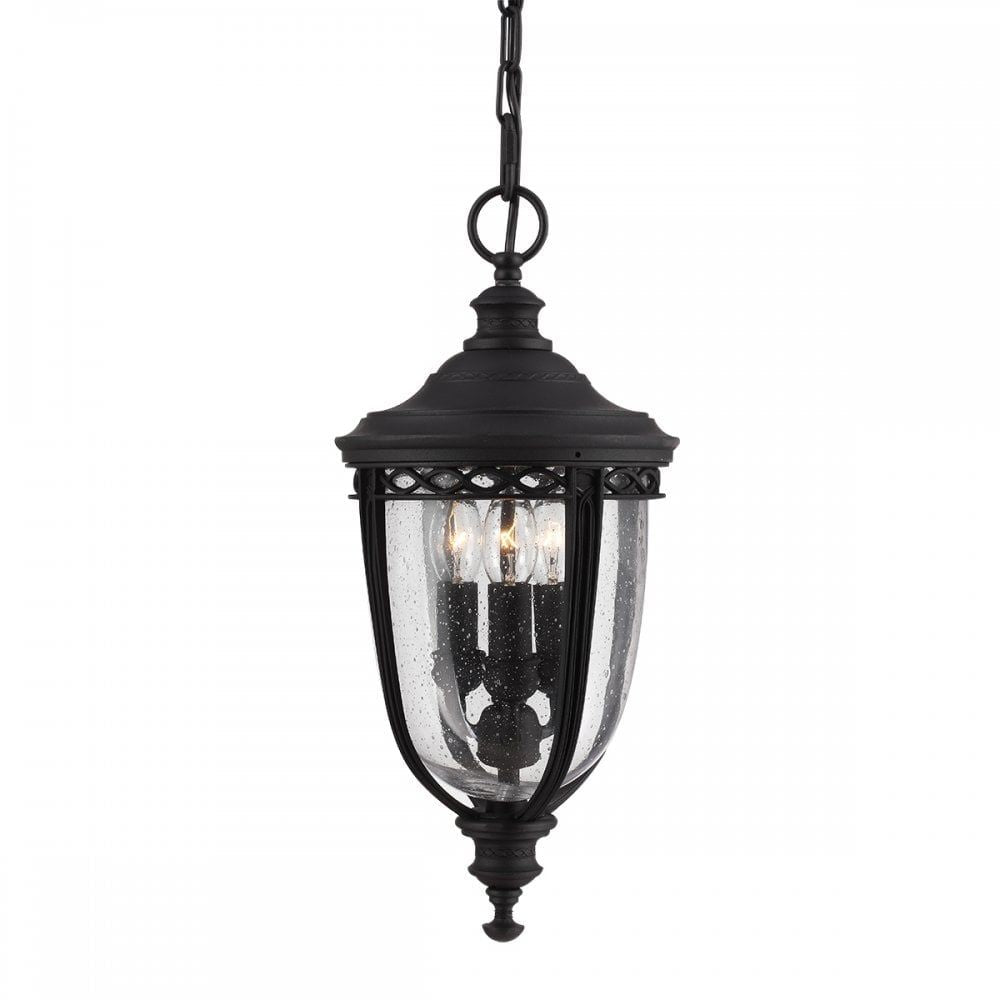 Feiss FE/EB8/M BLK English Bridle 3 Light Medium Chain Lantern Black