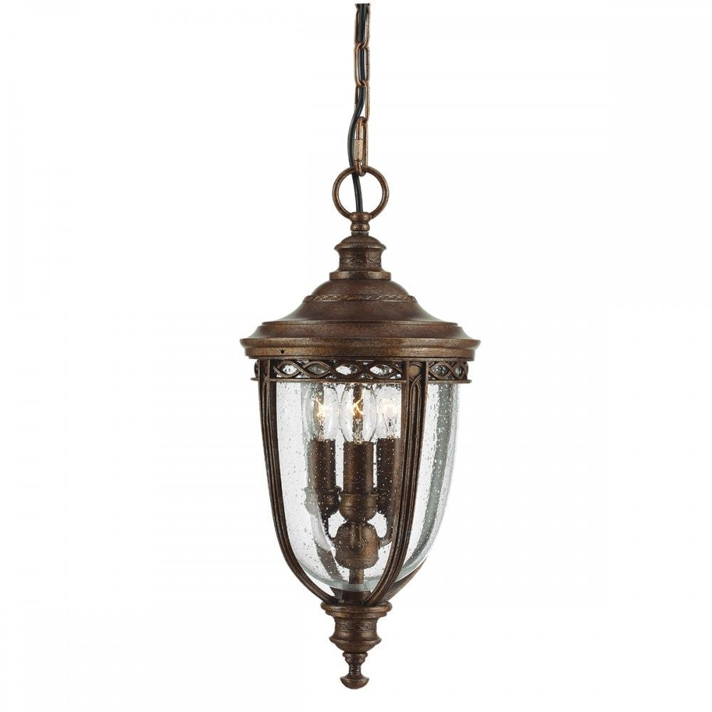 Feiss FE/EB8/M BRB English Bridle 3 Light Medium Chain Lantern British Bronze