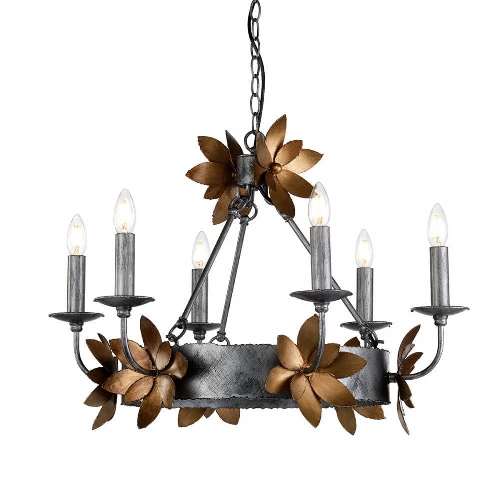 Flambeau FB/SIMONE6 Simone 6 Light Chandelier Silver Gold