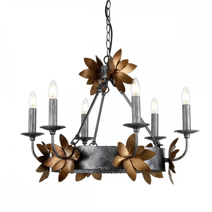 Flambeau FB/SIMONE6 Simone 6 Light Chandelier Silver Gold