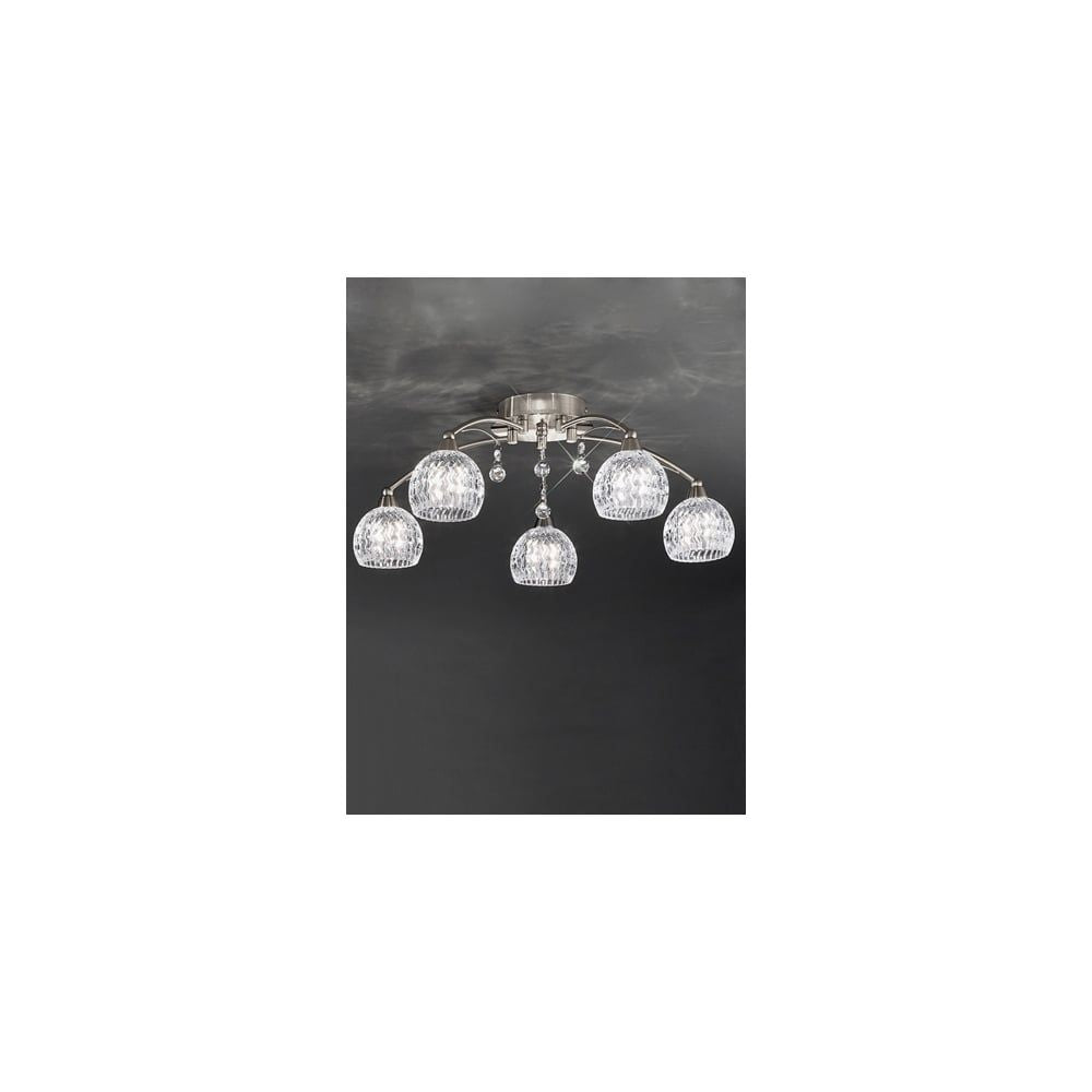 Franklite FL2295/5 Jura 5 Light Ceiling Flush Satin Nickel
