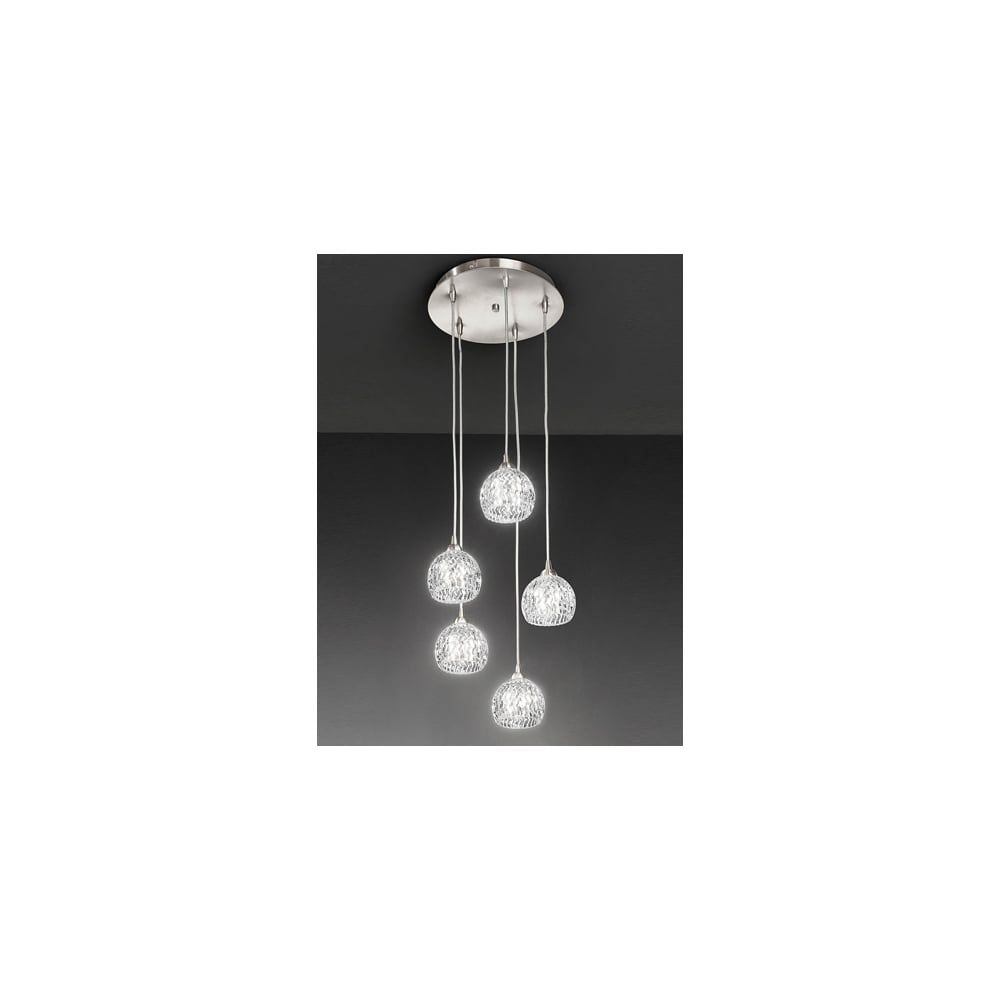 Franklite FL2301/5 Tierney 5 Light Pendant Satin Nickel