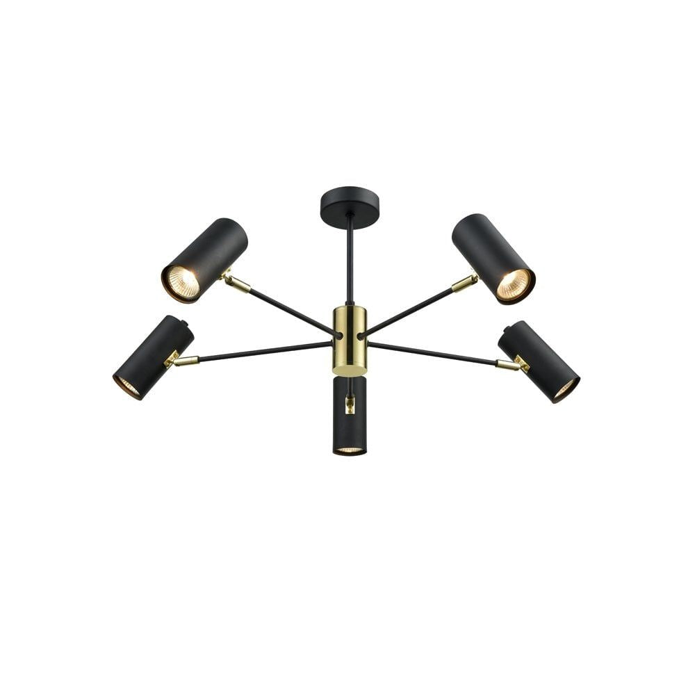 Franklite FL2402-5 5 Light Ceiling Flush Black / Gold