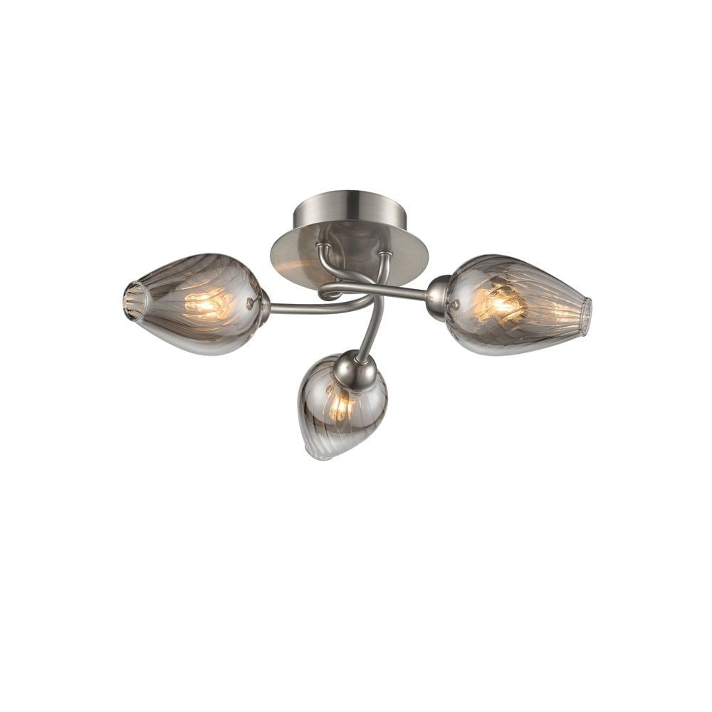 Franklite FL2405-3 3 Light Ceiling Flush Satin Nickel