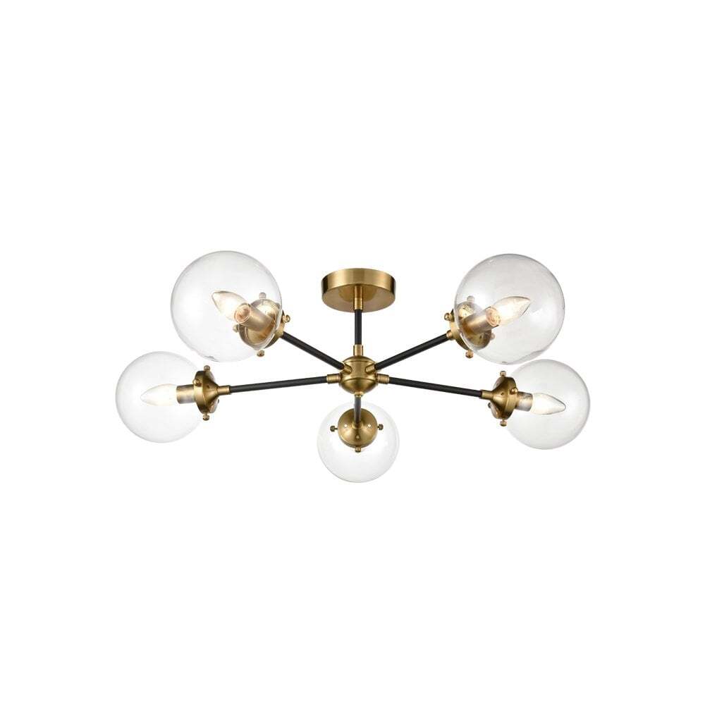 Franklite FL2409-5 5 Light Ceiling Matt Black & Antique Gold