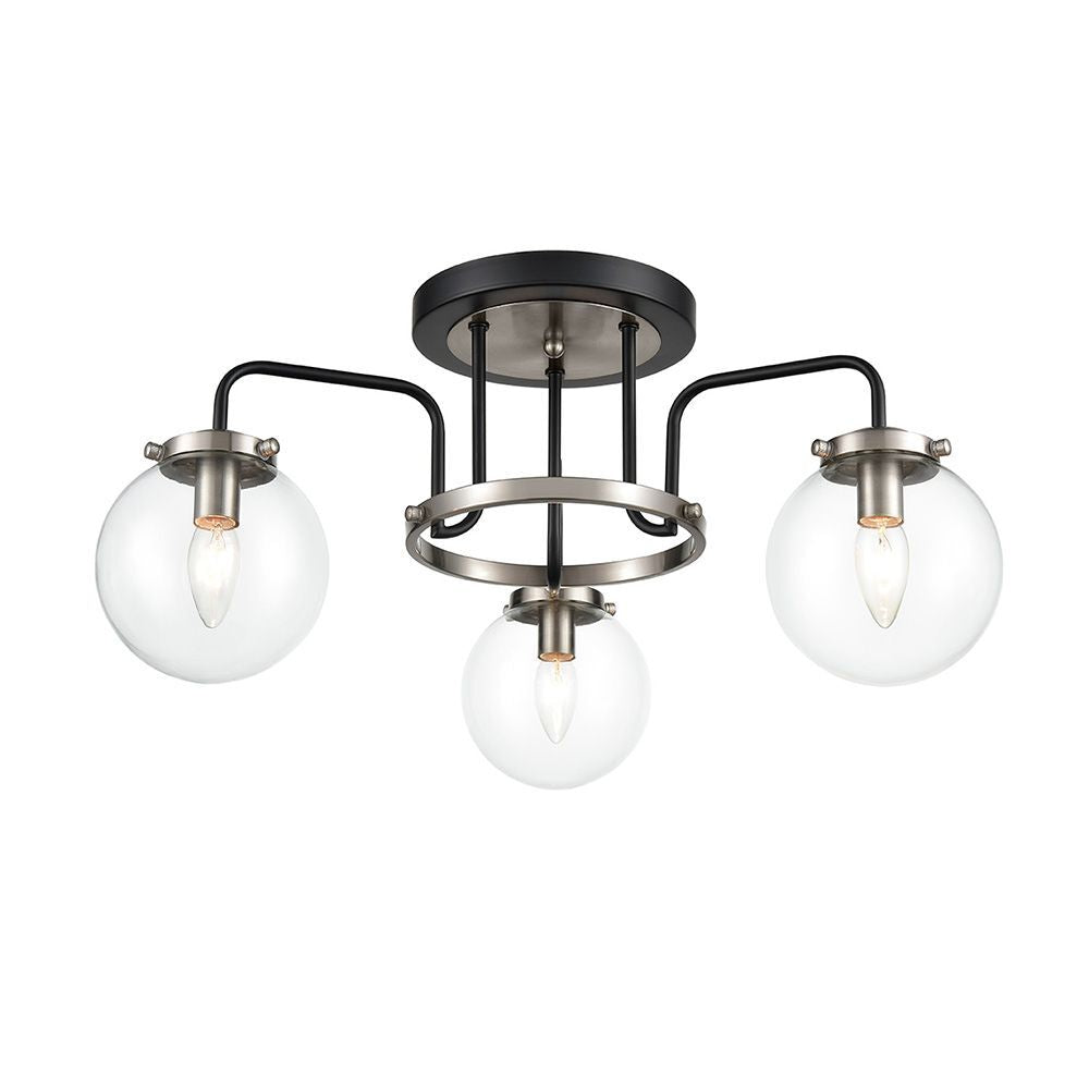 Franklite FL2437-3 Lithos 3 Light Ceiling Fitting Black / Silver
