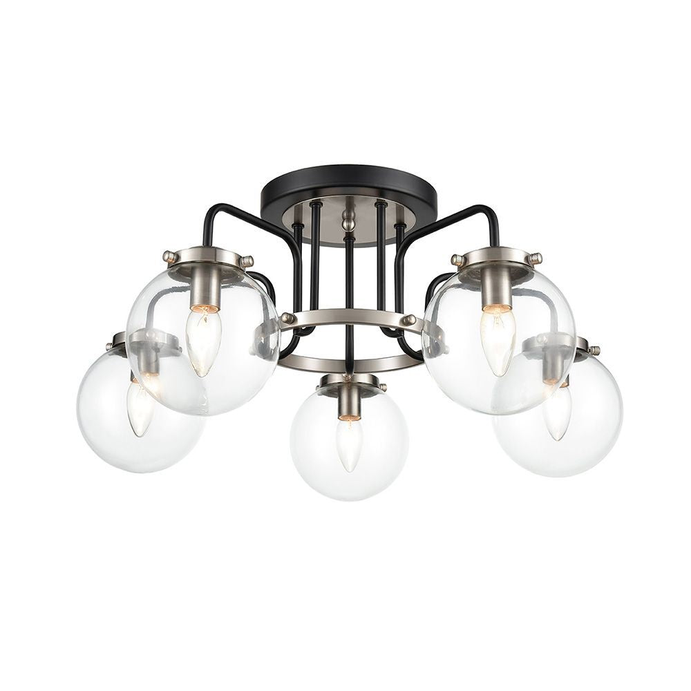 Franklite FL2437-5 Lithos 5 Light Ceiling Fitting Black / Silver