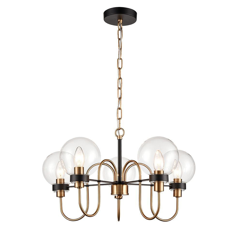 Franklite FL2440-5 Equinox 5 Light Pendant Fitting (up) Black Gold