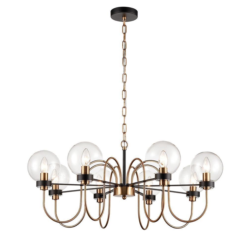 Franklite FL2440-8 Equinox 8 Light Pendant Fitting (up) Black Gold