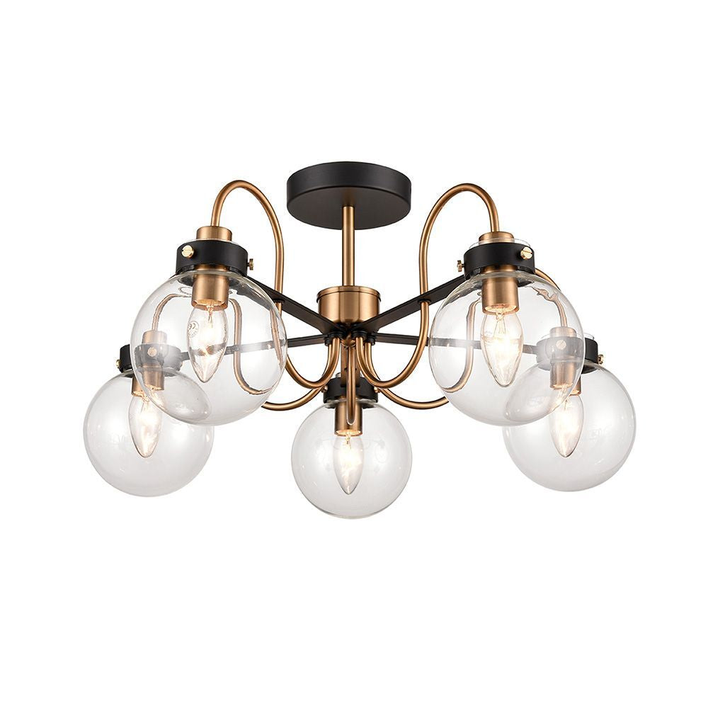 Fran Lighting F2441-5 Equinox 5 Light Ceiling Fitting (Down) Black Gold