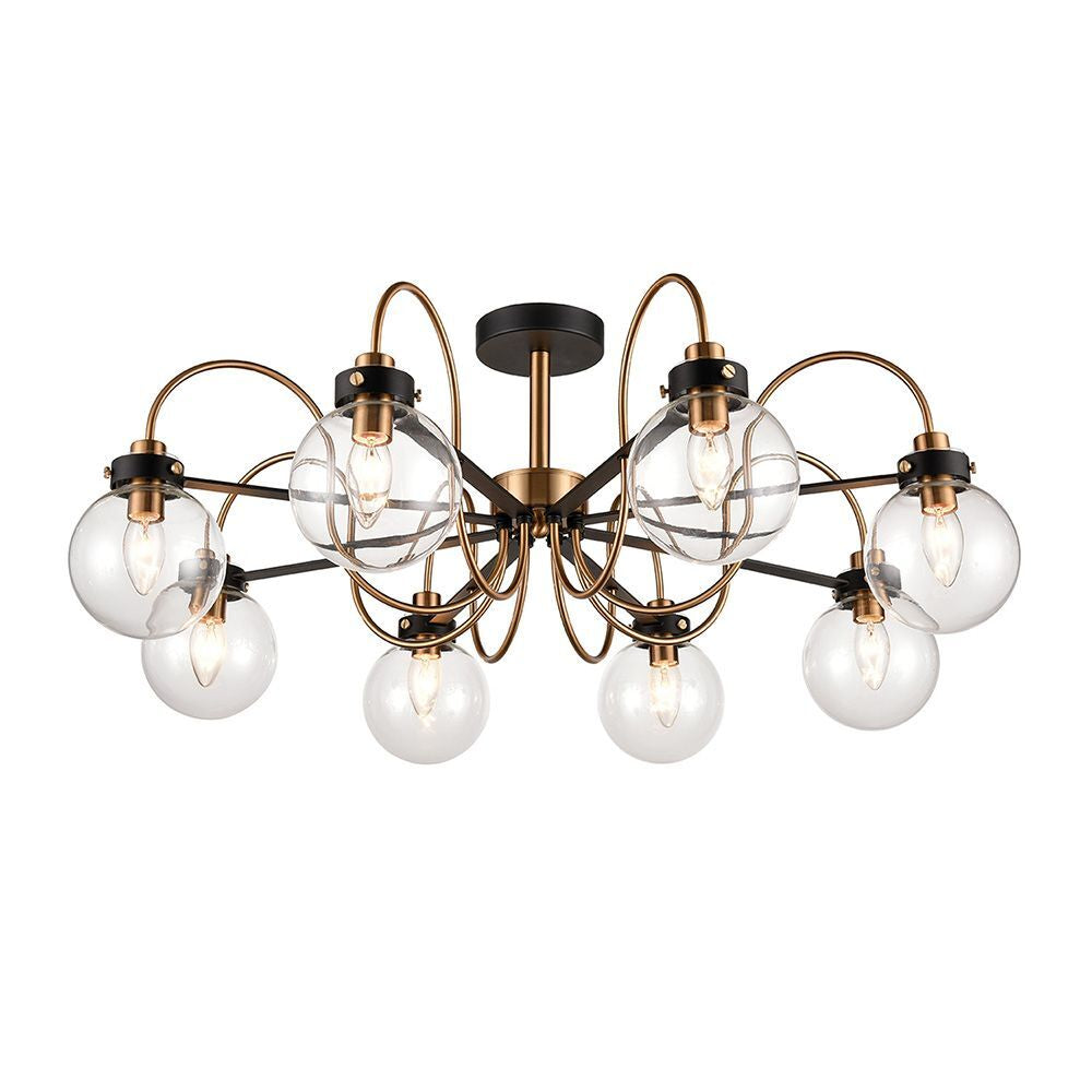 Fran Lighting F2441-8 Equinox 8 Light Ceiling Fitting (down) Black Gold