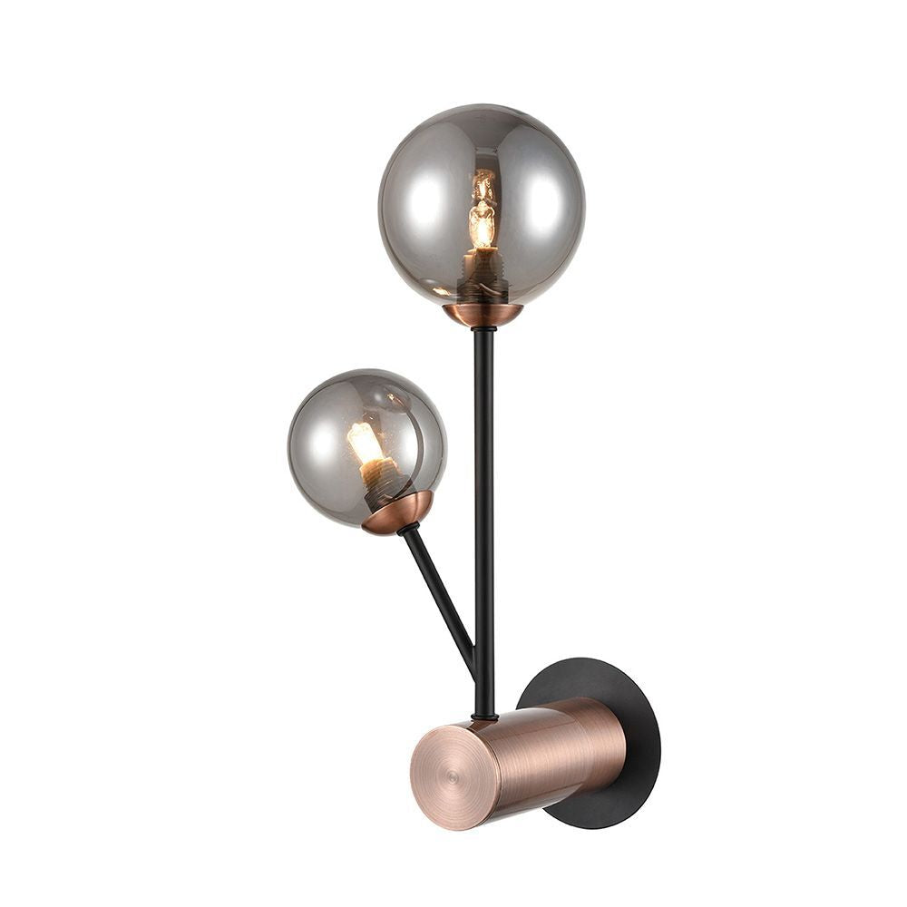 Franklite FL2442-2 Solstice 2 Light Wall Bracket Black Copper Smoke