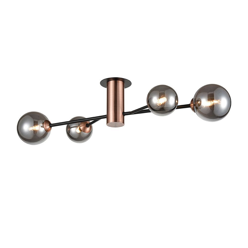 Franklite FL2442-4 Solstice 4 Light Ceiling Fitting Black Copper Smoke