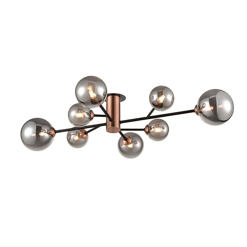 Franklite FL2442-8 Solstice 8 Light Ceiling Fitting Black Copper Smoke