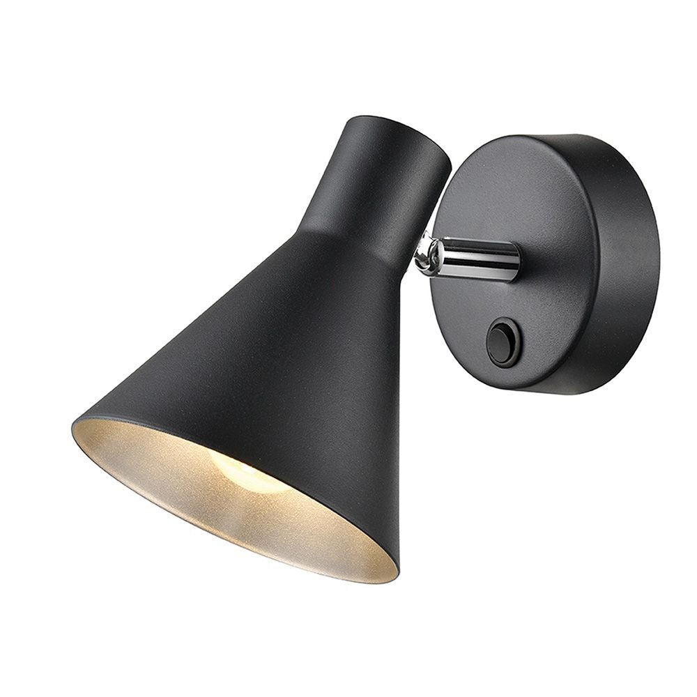 Fran Lighting F2443-1 | Skoop Wall Spotlight | Black and Silver Finish