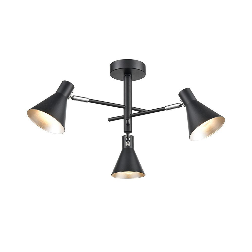 Fran Lighting F2443-3 Skoop 3 Light Ceiling Fitting Black Silver