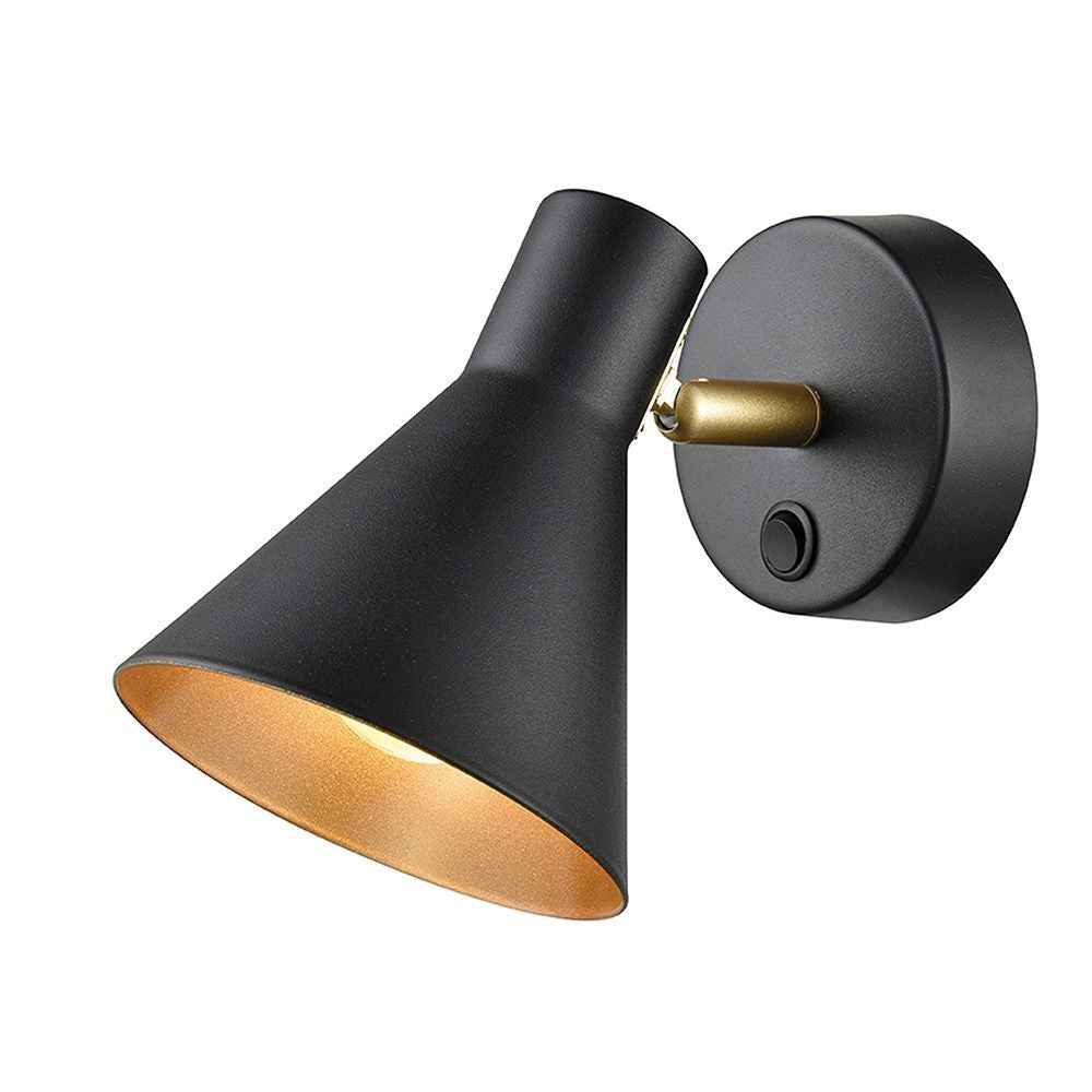 Fran Lighting F2444-1 | Skoop Wall Bracket | Black Gold Spotlight