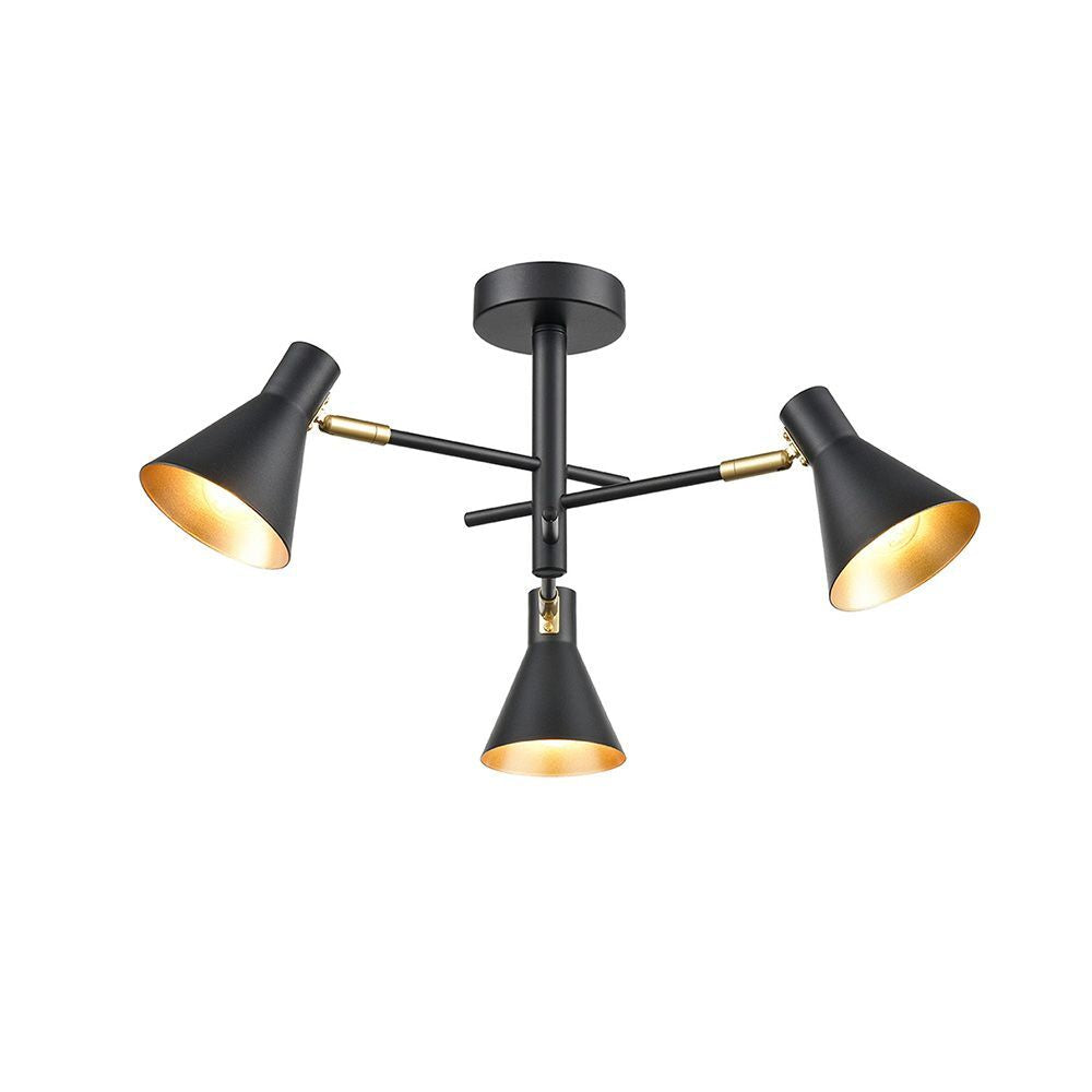 Franklite FL2444-3 Skoop 3 Light Ceiling Fitting Black Gold