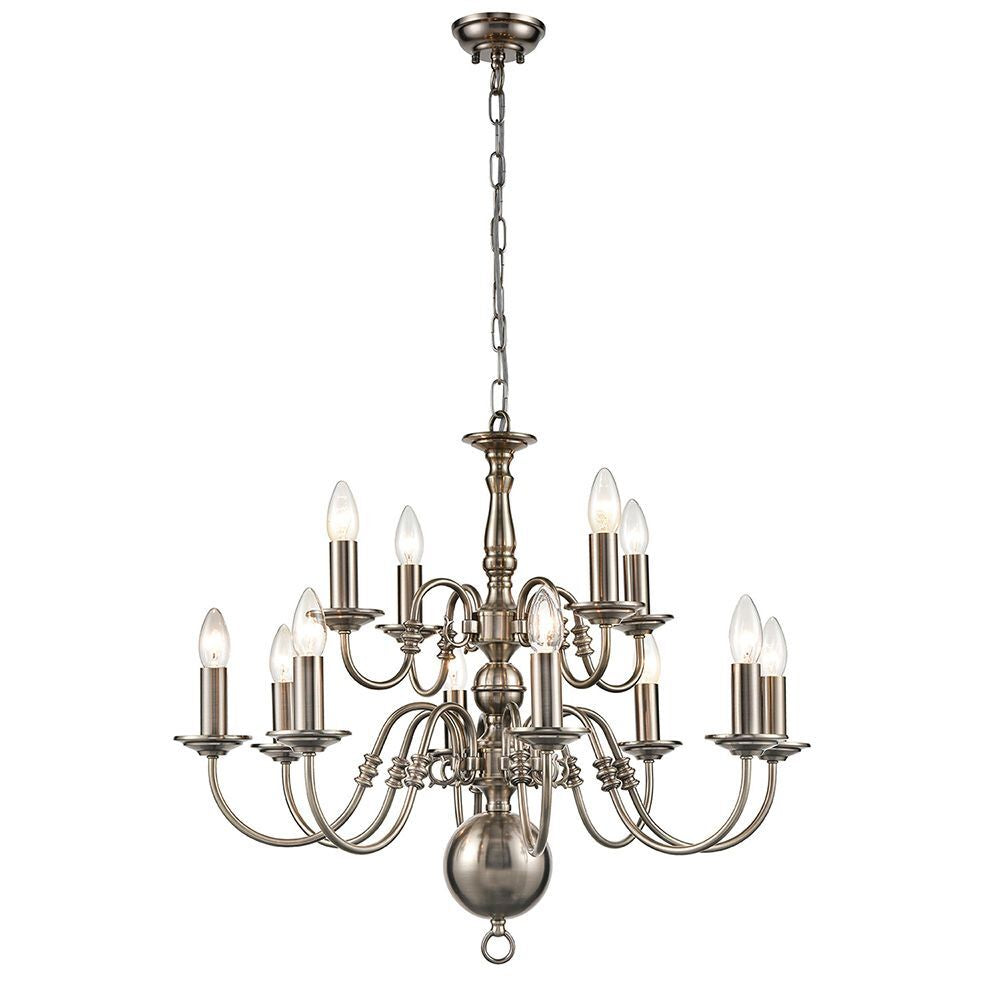 Fran Lighting F2450-12 Mondrian 12 Light Chandelier Pewter