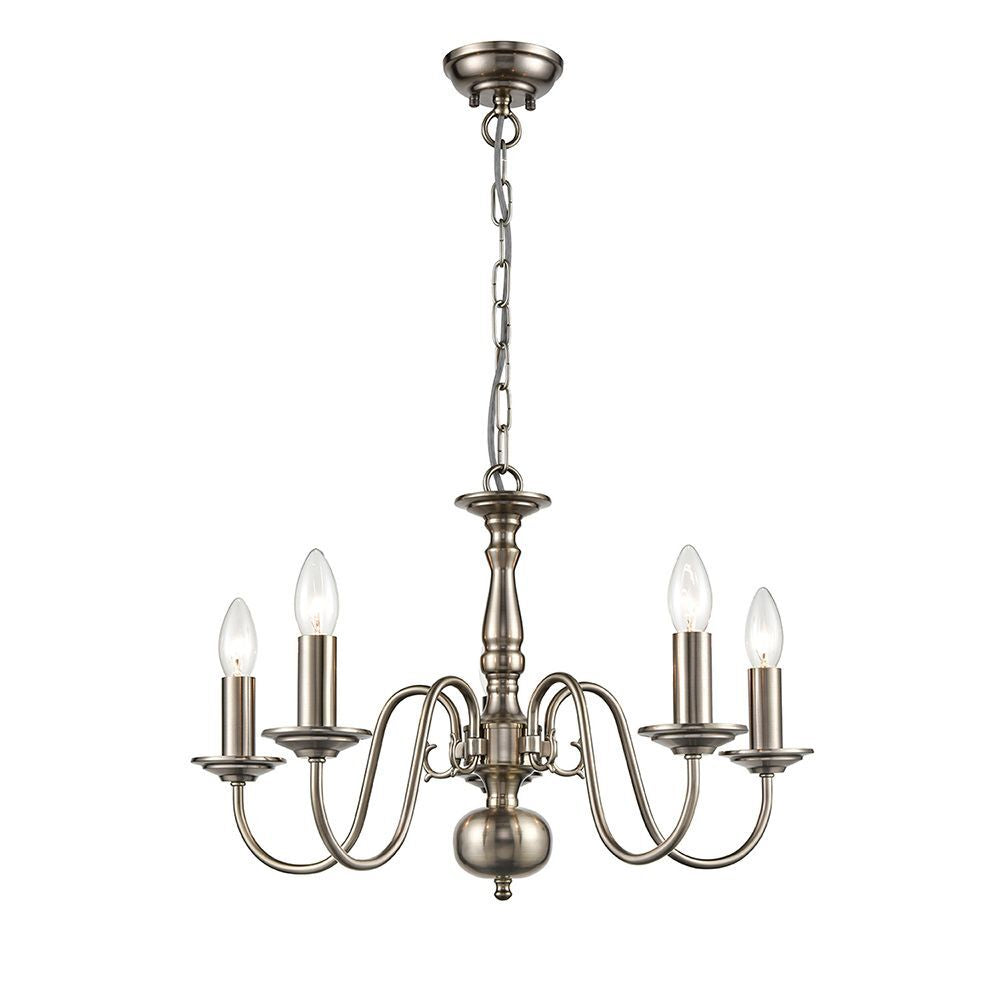 Franklite FL2450-5 Mondrian 5 Light Chandelier Pewter
