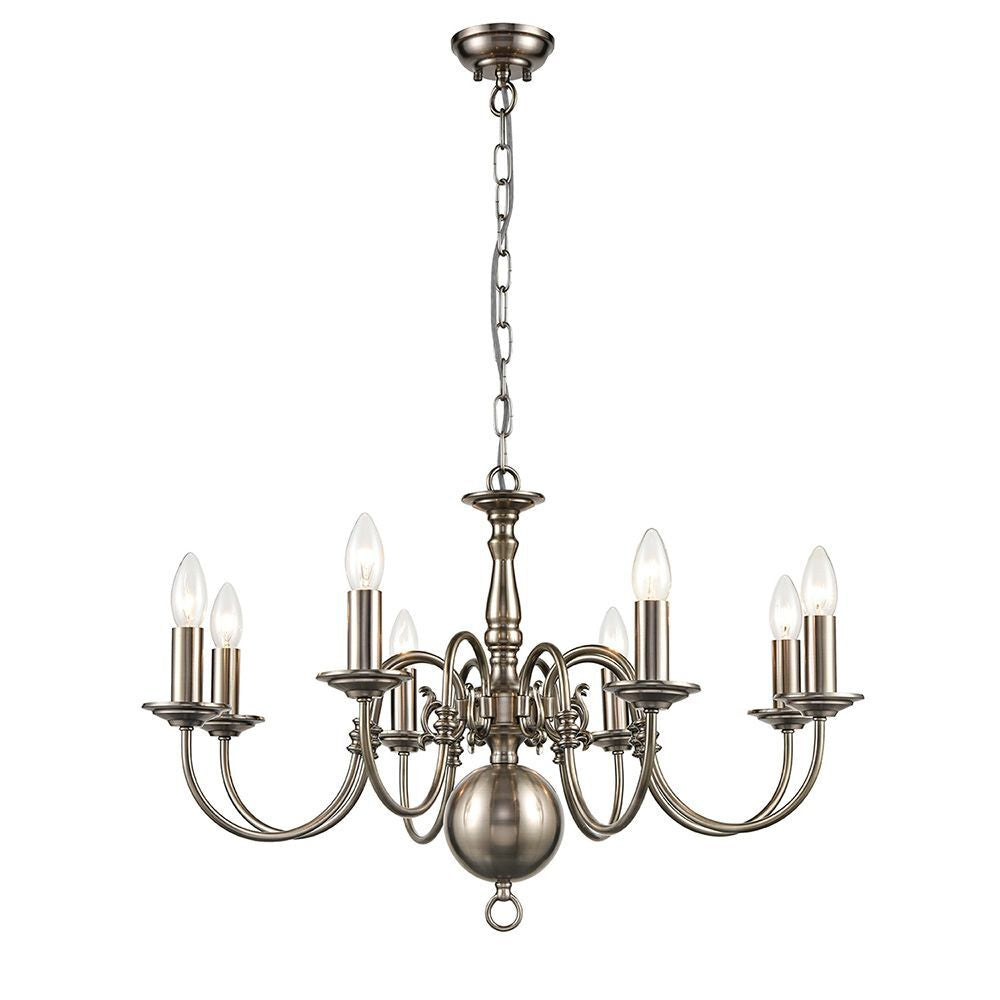 Franklite FL2450-8 Mondrian 8 Light Chandelier Pewter