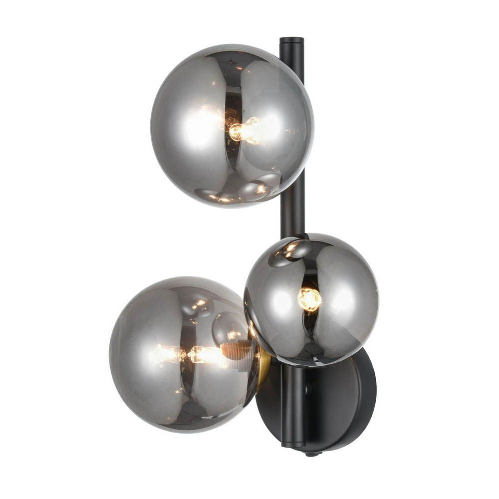 Franklite FL2457-3 Atmosphere 3 Light Wall Bracket Black Smoked Glass