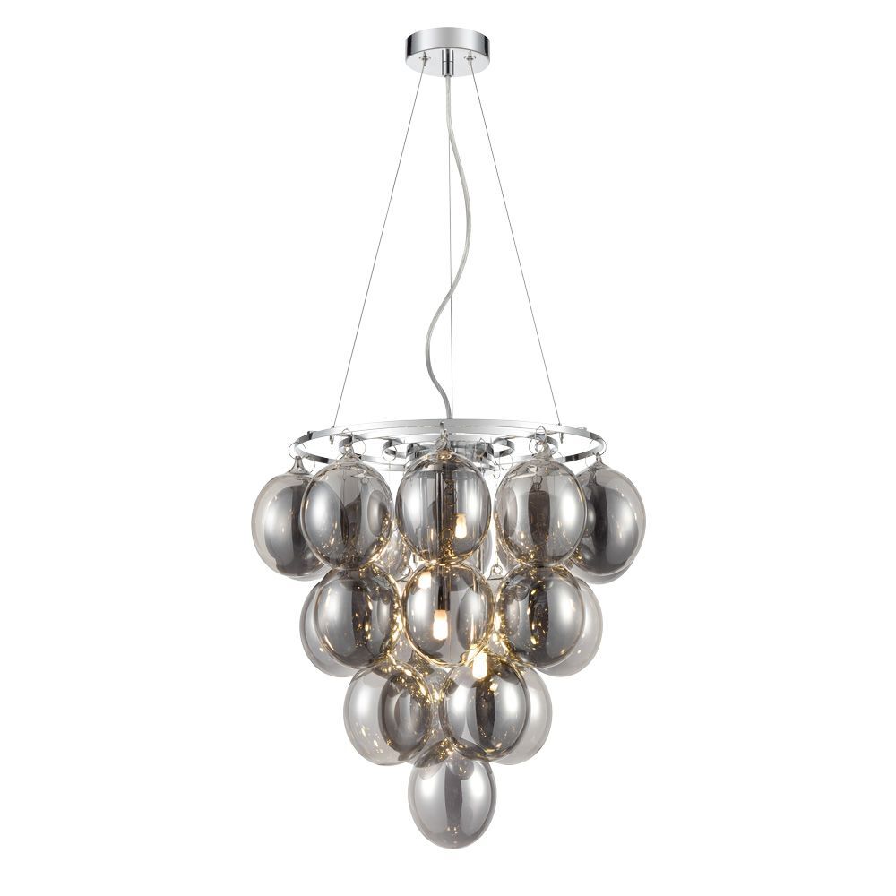 Franklite FL2458-4 Bubbles Smoke 4 Light Pendant Chrome