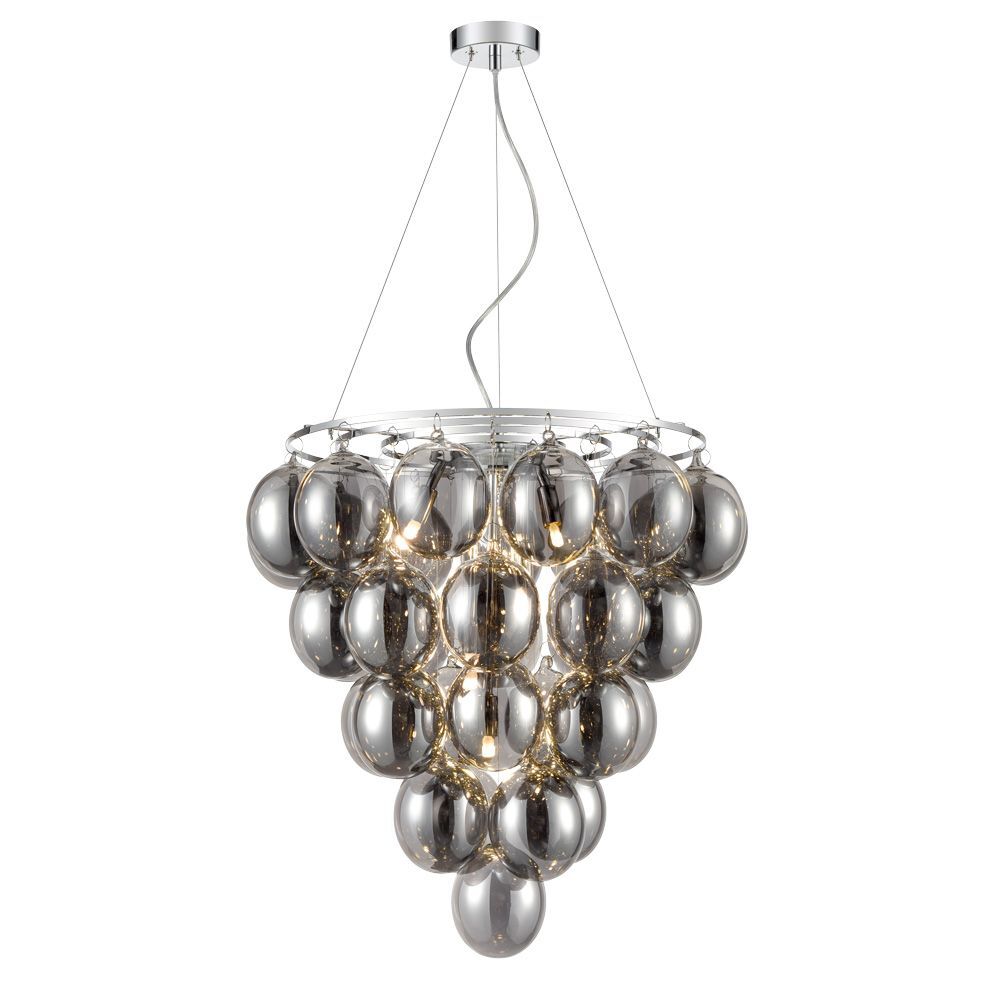 Franklite FL2458-6 Bubbles Smoke 6 Light Pendant Chrome
